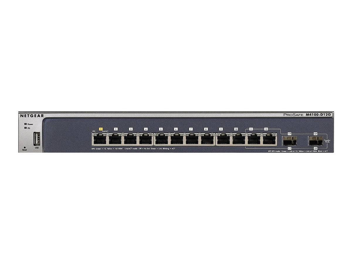 NETGEAR M4100-D12G - Switch - L2+ - managed - 12 x 10/100/1000 + 2 x Shared SFP-1