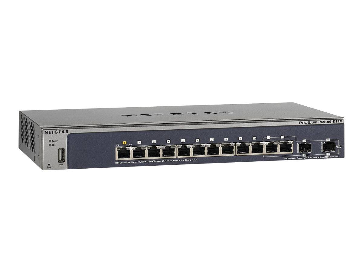 NETGEAR M4100-D12G - Switch - L2+ - managed - 12 x 10/100/1000 + 2 x Shared SFP-3