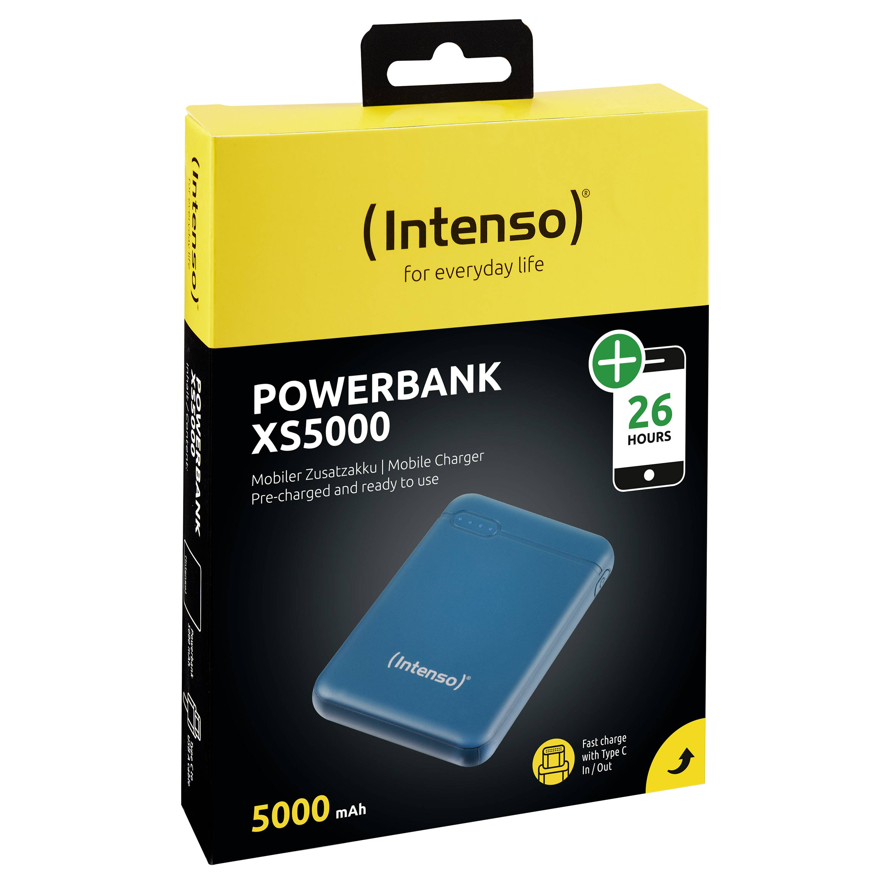 Intenso Powerbank XS5000 - Powerbank - 5000 mAh - 2.1 A - 2 Ausgabeanschlussstellen (USB, 24 pin USB-C)-1