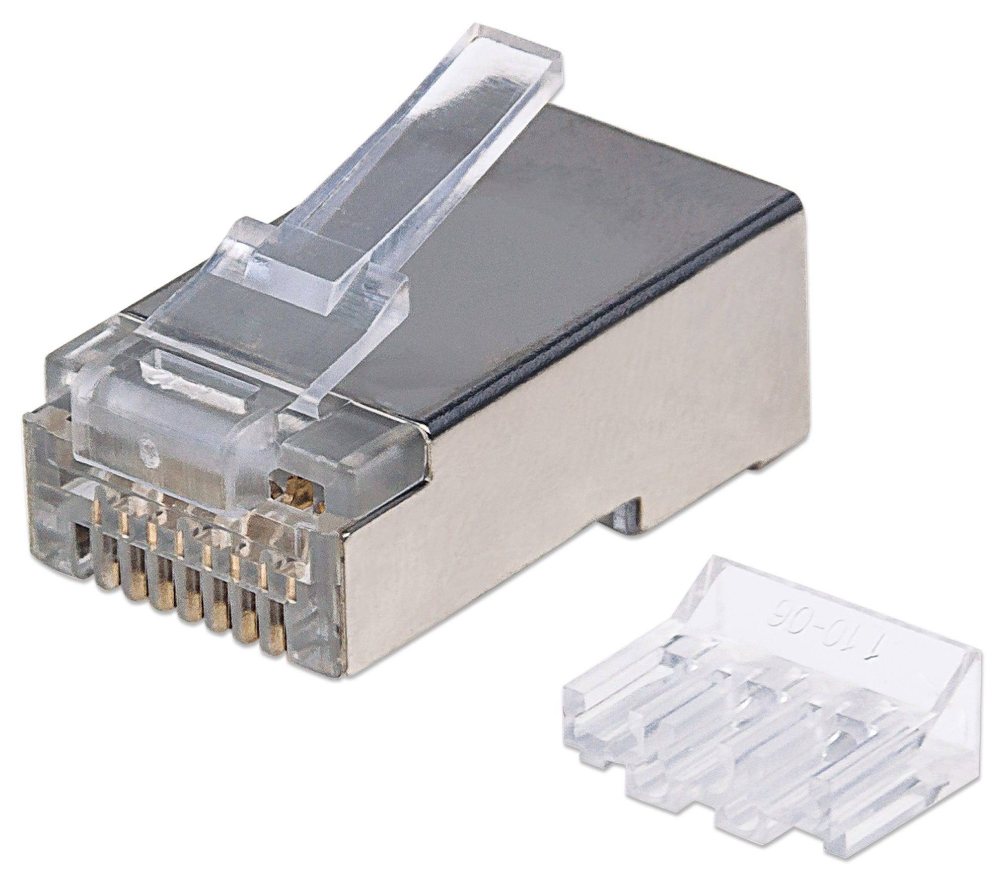 Intellinet 90er-Pack Cat6A RJ45-Modularstecker, STP, 3-Punkt-Aderkontaktierung, für Massivdraht, 90 Stecker im Becher --4