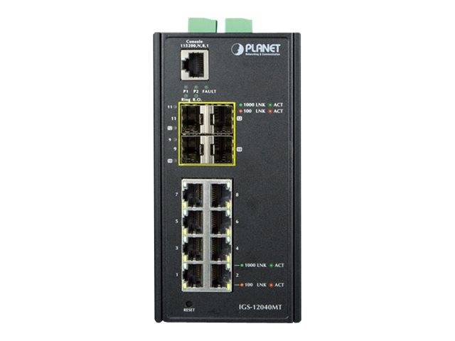PLANET IGS-12040MT - Switch - managed - 8 x 10/100/1000 + 4 x Gigabit SFP-3