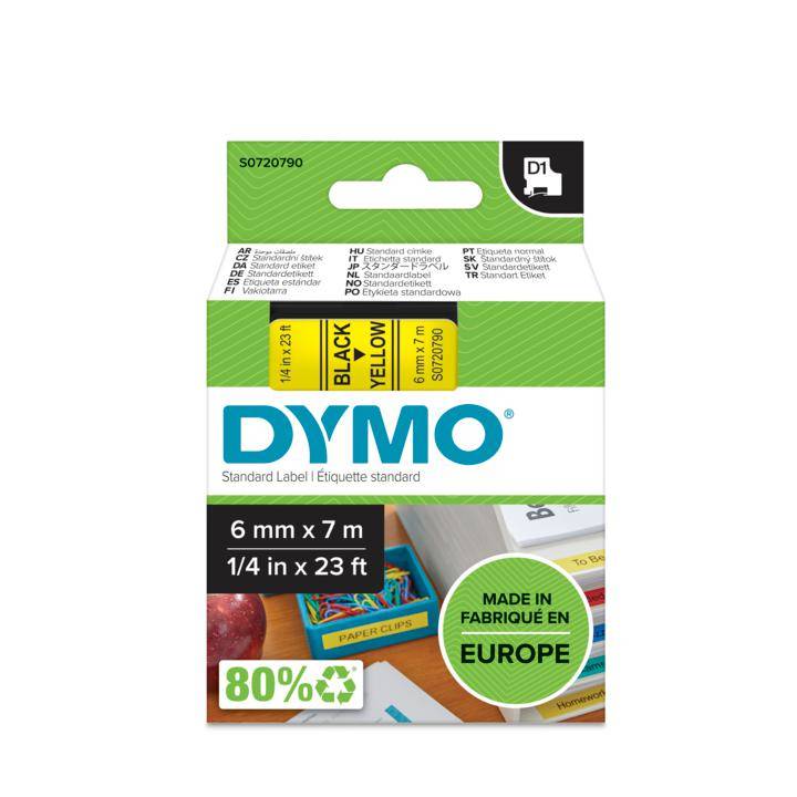 DYMO D1 - Selbstklebend - Schwarz auf Gelb - Rolle (0,6 cm x 7 m)-4