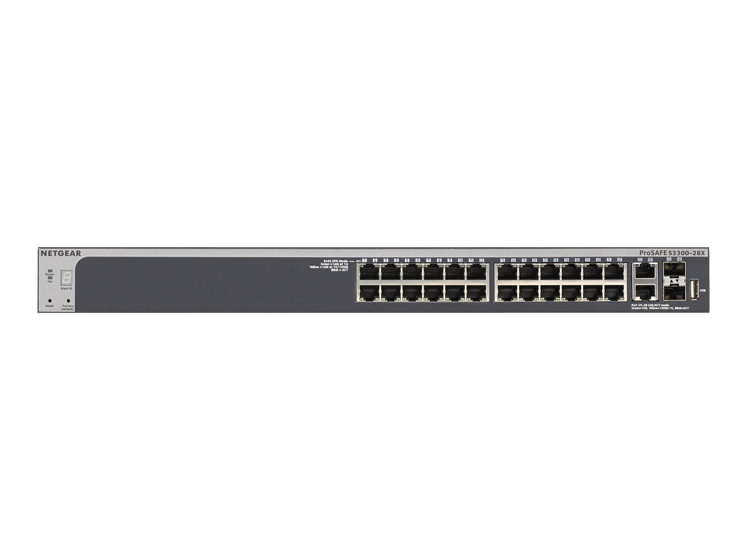 NETGEAR Smart S3300-28X - Switch - Smart - 24 x 10/100/1000 + 2 x 10Gb Ethernet + 2 x 10Gb Ethernet SFP+-1