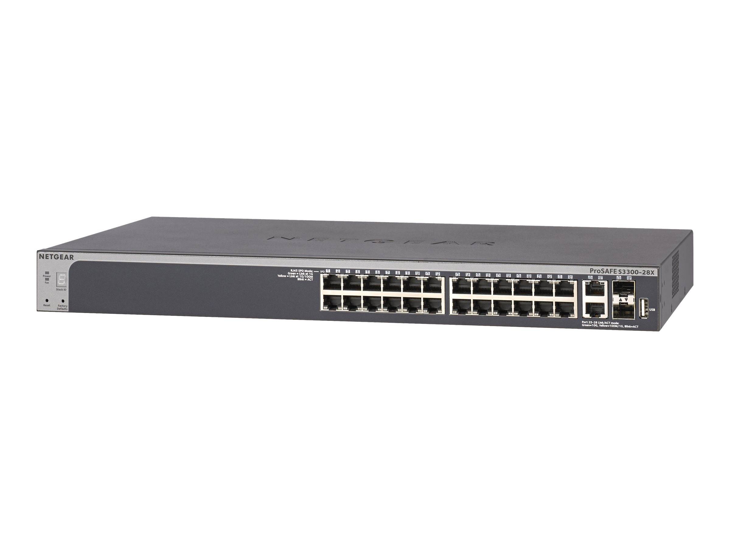 NETGEAR Smart S3300-28X - Switch - Smart - 24 x 10/100/1000 + 2 x 10Gb Ethernet + 2 x 10Gb Ethernet SFP+-2
