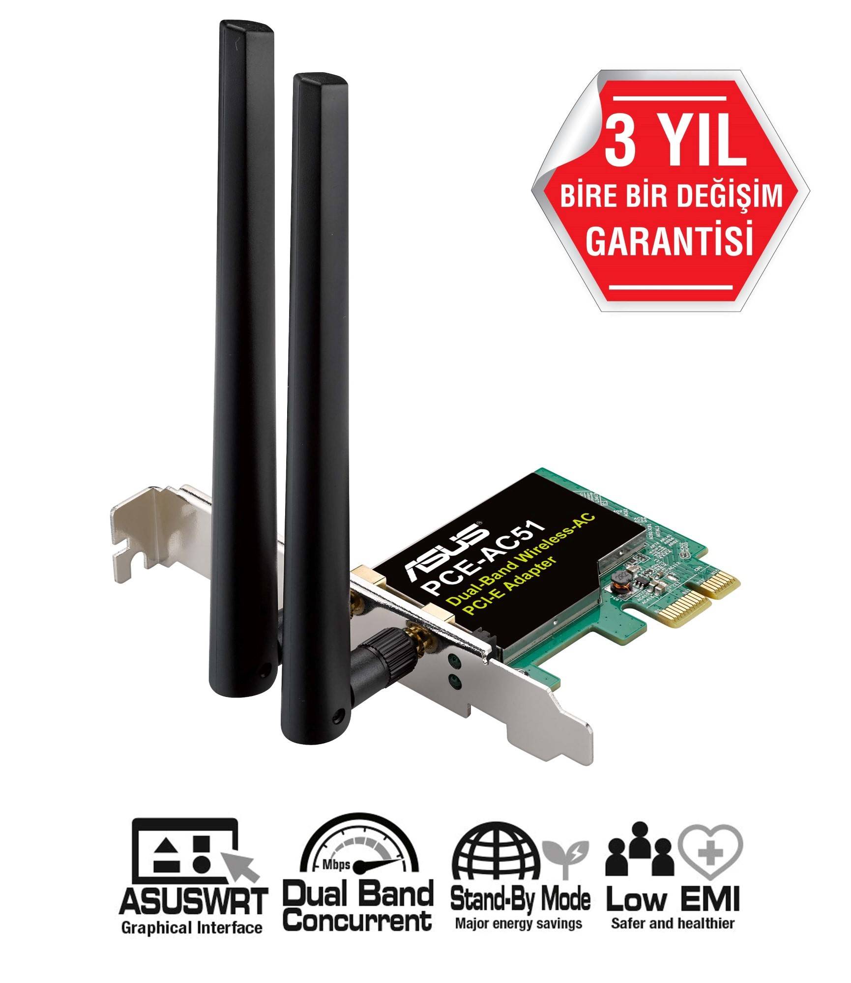 Asus PCE-AC51 WLAN Steckkarte PCIe, WLAN 750 MBit/s-3