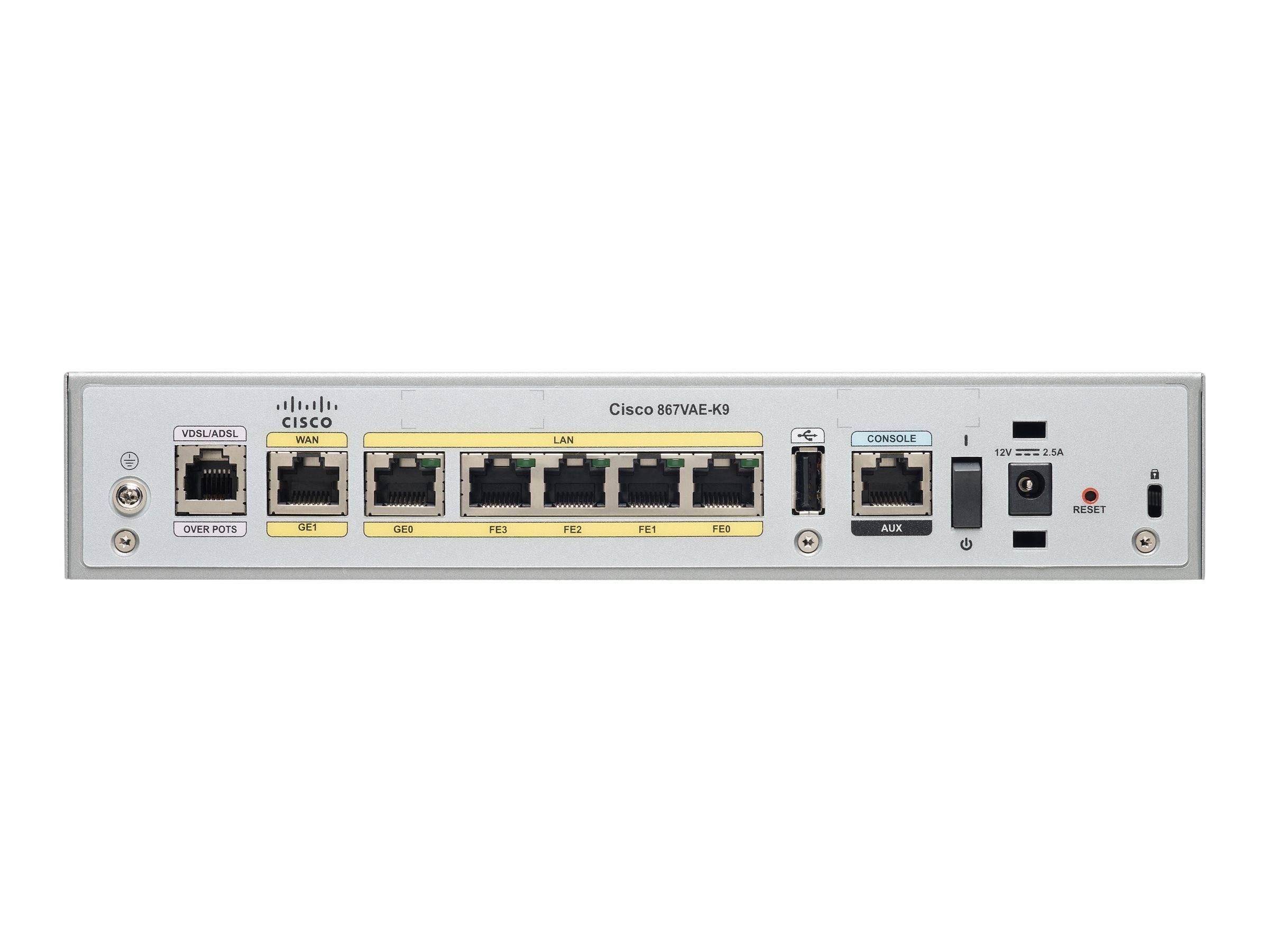 Cisco 867VAE - Wireless Router - DSL-Modem - 5-Port-Switch - GigE - WAN-Ports: 2 - 802.11b/g/n (draft 2.0)-3