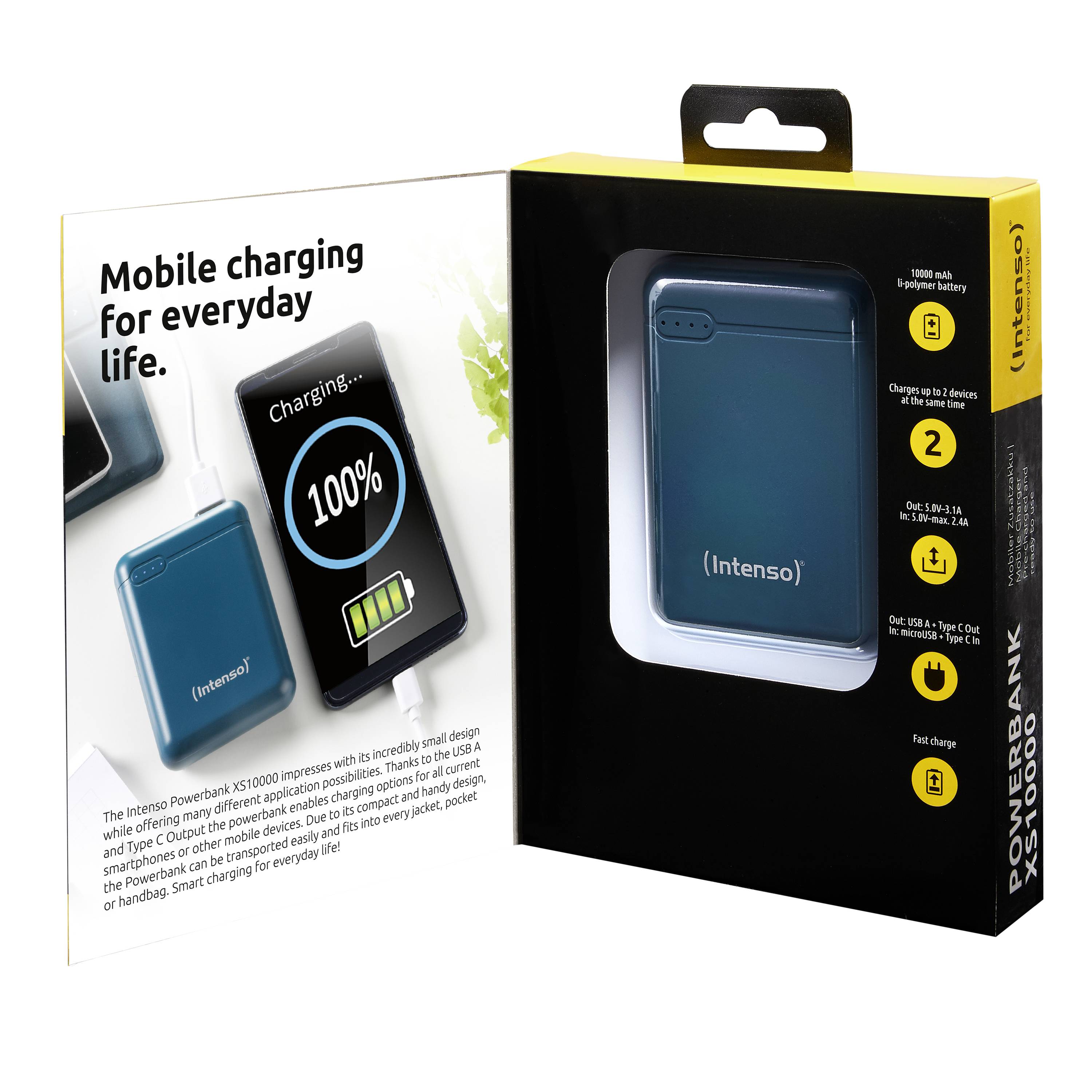 Intenso XS10000 - Powerbank - 10000 mAh - 3.1 A - 2 Ausgabeanschlussstellen (USB, 24 pin USB-C)-2