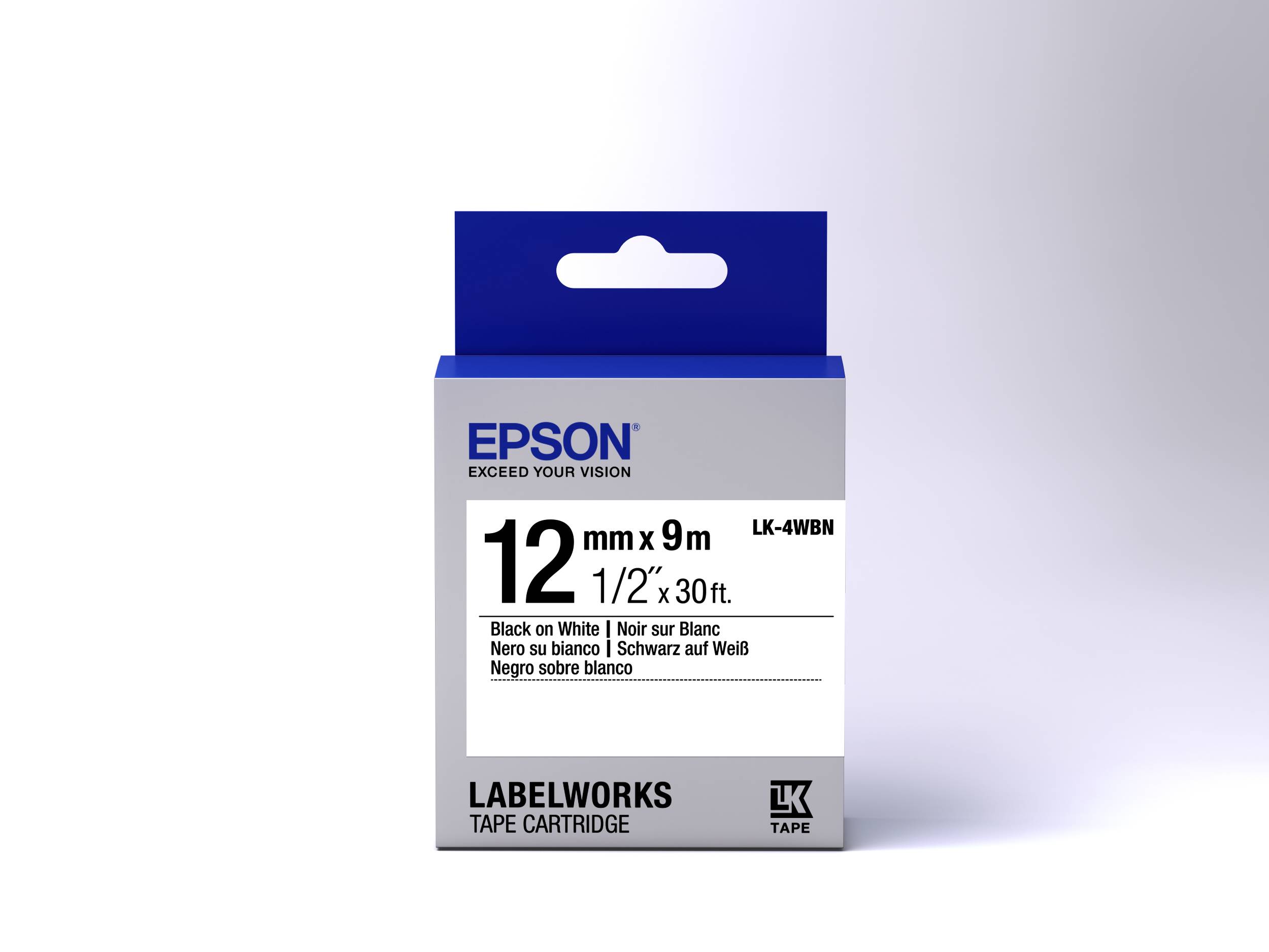 Epson LabelWorks LK-4WBN - Schwarz auf Weiß - Rolle (1,2 cm x 9 m)-2