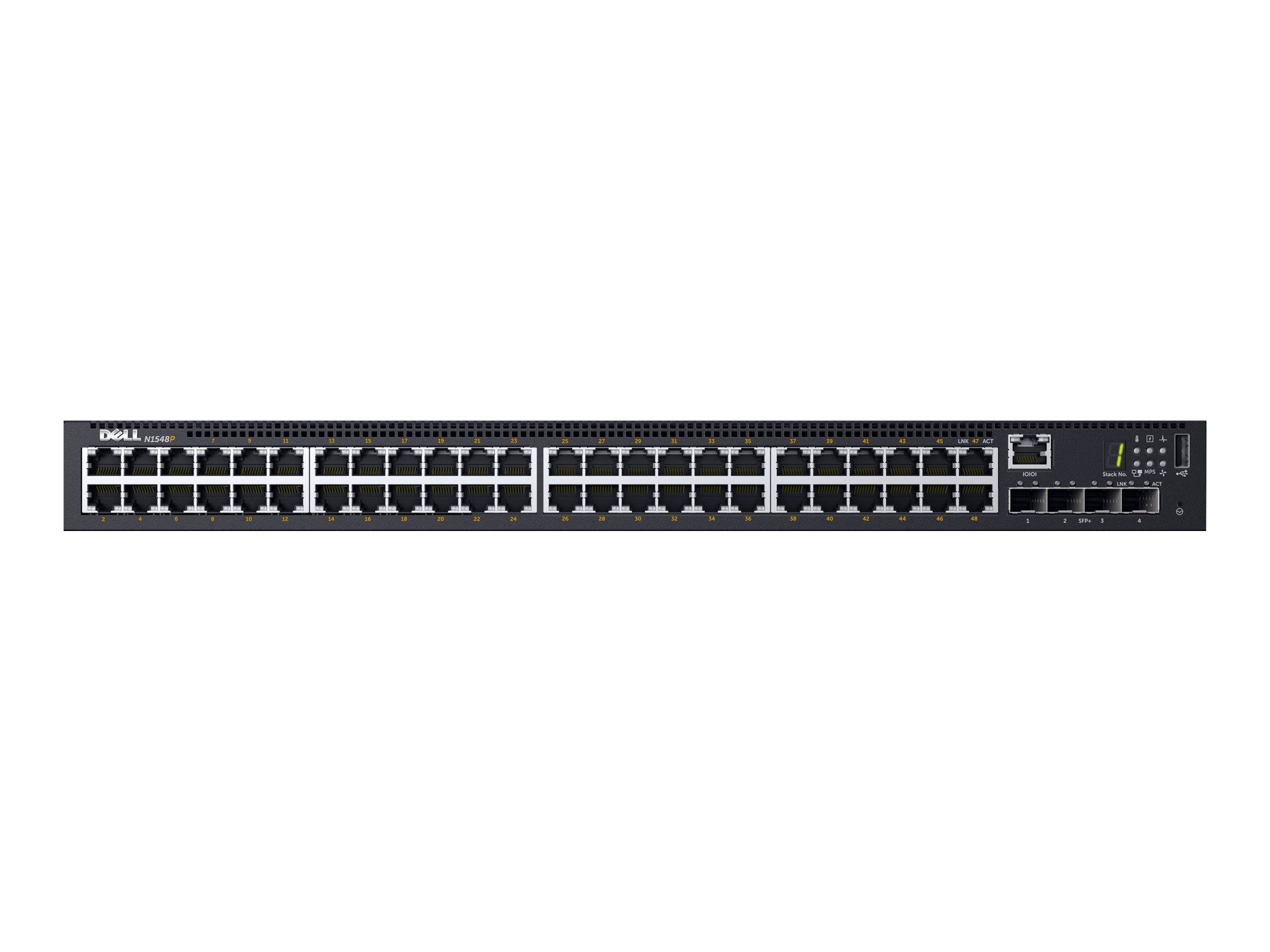 Dell Networking N1548P - Switch - L2+ - managed - 48 x 10/100/1000 + 4 x 10 Gigabit SFP+ - Luftstrom von vorne nach hint-1