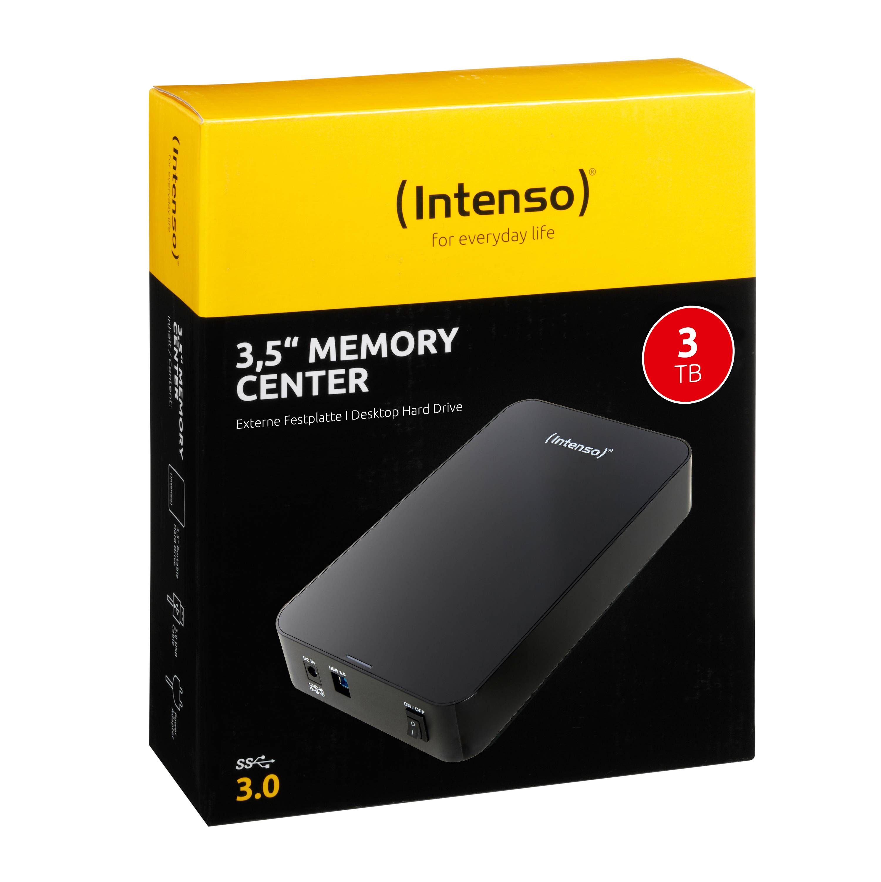 Intenso Memory Center 3 TB Externe Festplatte 8.9 cm (3.5 Zoll) USB-A (USB 3.2 Gen 1) Schwarz 6031511-3