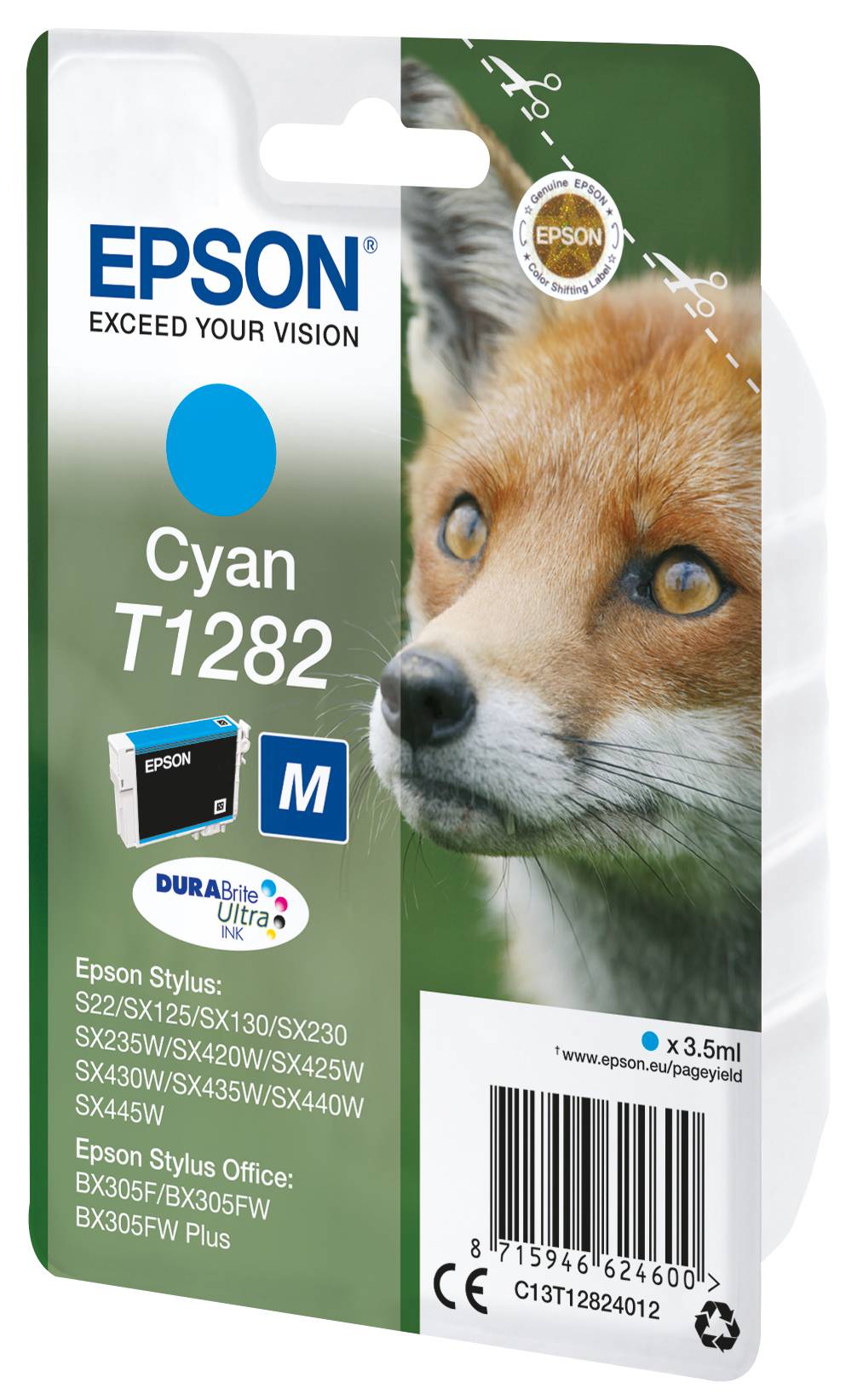 Epson Druckerpatrone T1282 Original Cyan C13T12824012-4