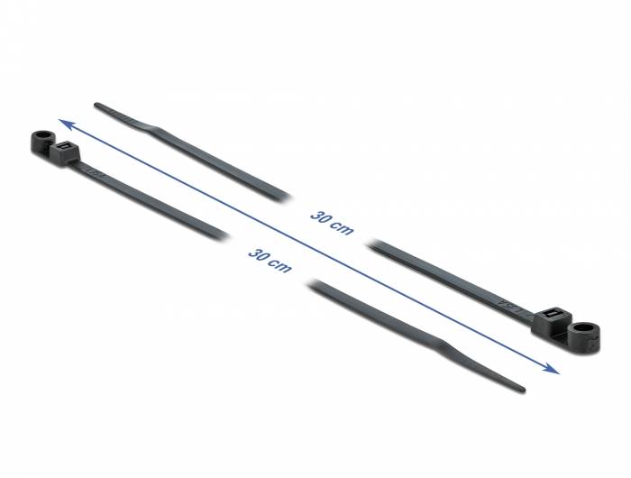 Delock Cable Tie with Fastening Eyelet - Kabelbinder - 30 cm - Schwarz (Packung-4
