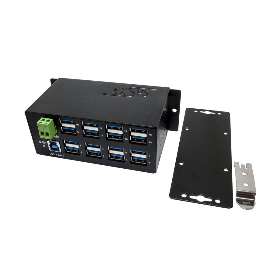 Exsys EX-1113HMS - Hub - 16 x USB 3.1 Gen 1 - an DIN-Schiene montierbar-0