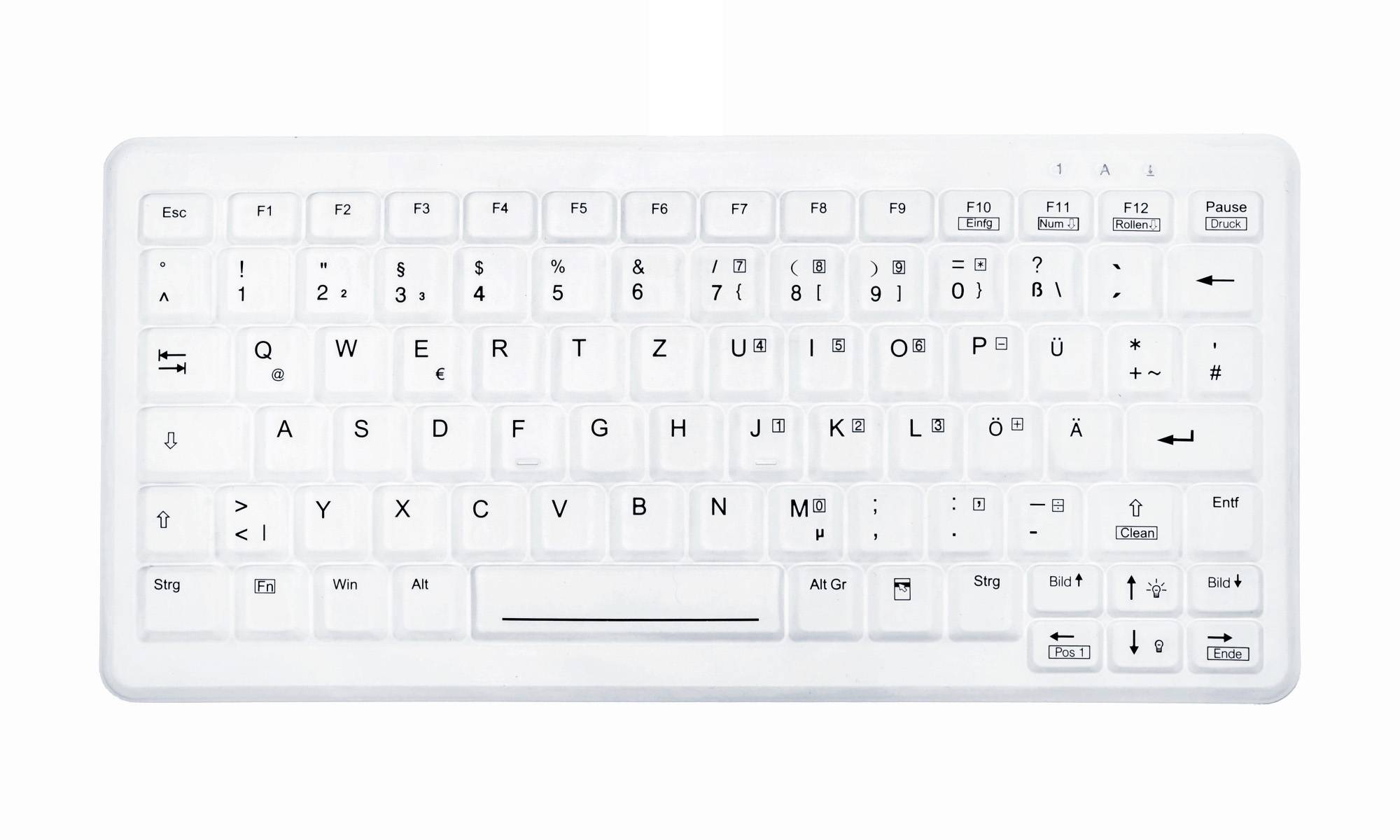 Contour Active Key AK-C4110F Medical Key USB Hygiene-Tastatur Deutsch, QWERTZ Weiß Silikonmembran, Geeignet f. Wischdesi-2