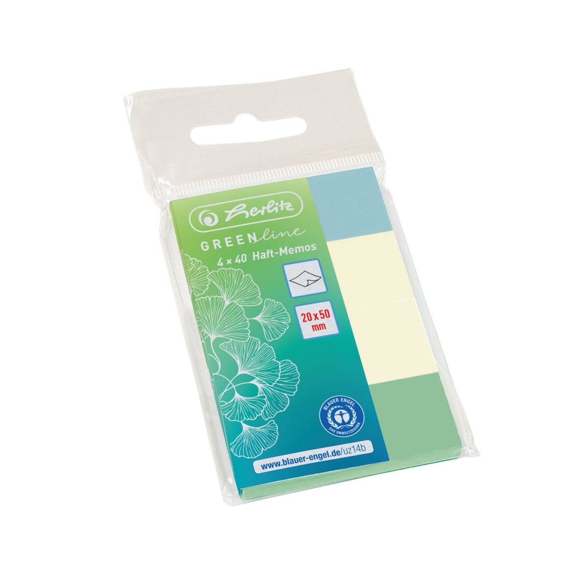 Herlitz 50033447, Leere Registerkarte, Blau, Grün, Gelb, Papier, 20 mm, 50 mm, 160 Blätter-0