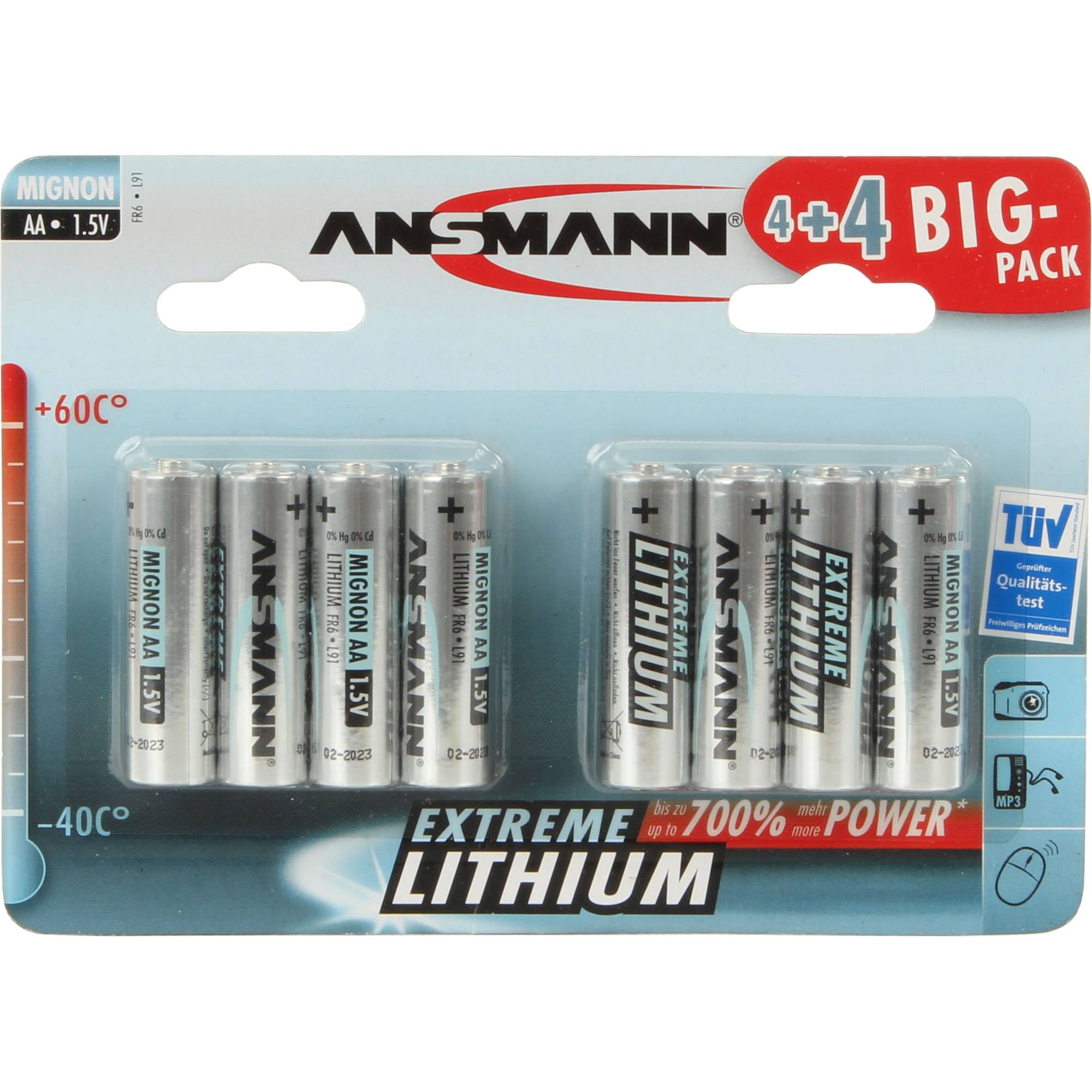 ANSMANN Extreme Lithium AA - Batterie 8 x AA-Typ-0