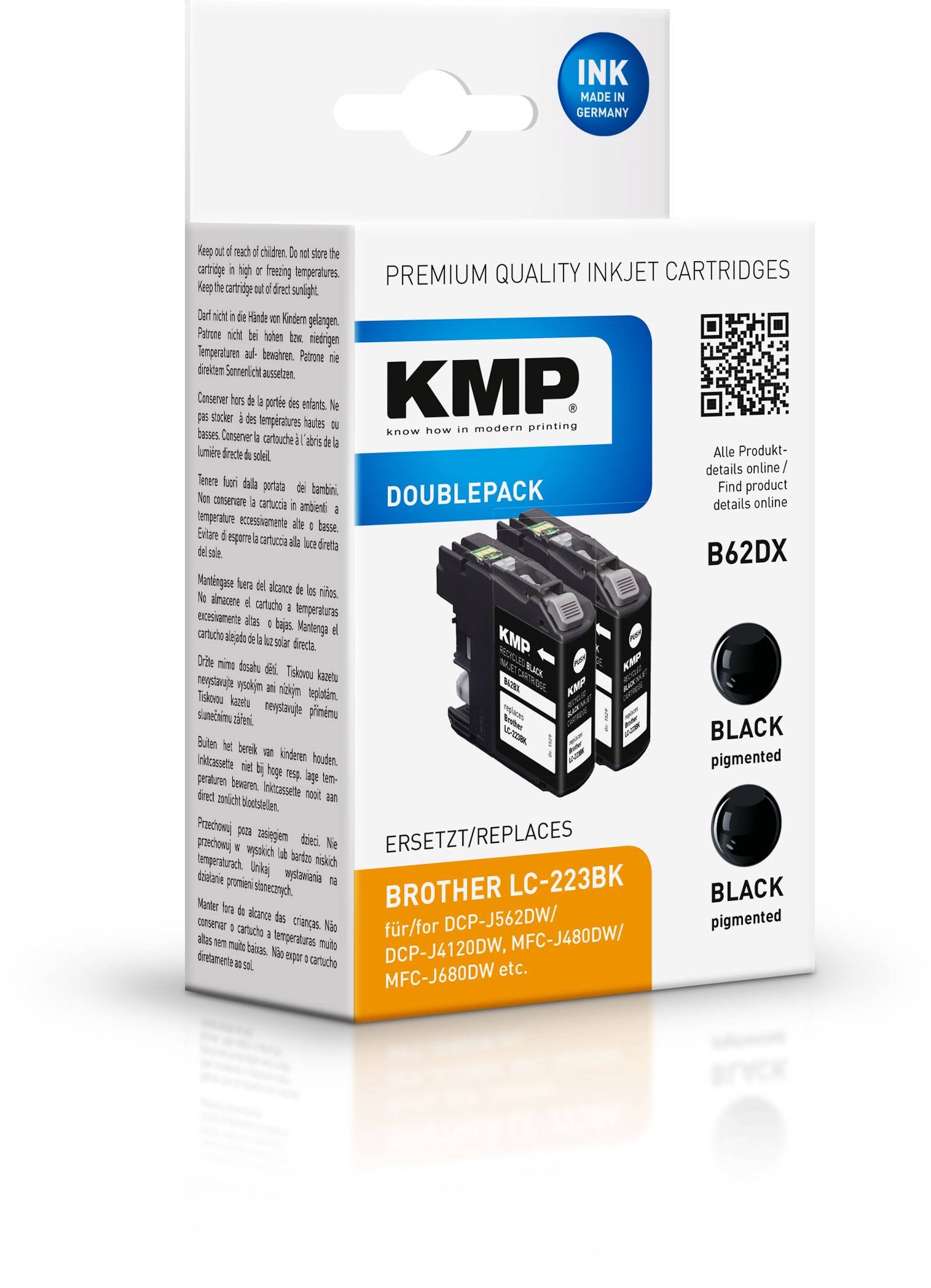 KMP DOUBLEPACK B62DX - 2er-Pack - 11.8 ml - Schwarz - kompatibel - Tintenpatrone (Alternative zu: Brother LC-223BK)-1