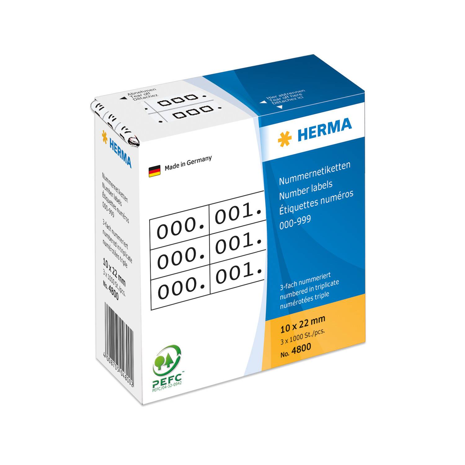 HERMA - Schwarz, weiß - 10 x 22 mm 3000 Etikett(en) (1000 Bogen x 3)-1