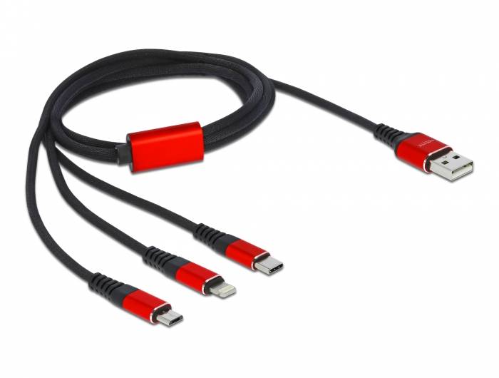 Delock 3 in 1 - Kabel nur zum Laden - USB männlich zu Lightning, 24 pin USB-C männlich-1