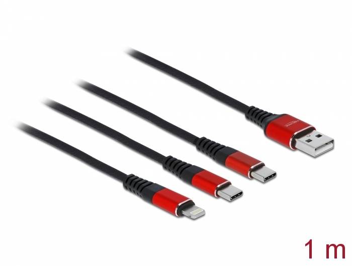 Delock 3 in 1 - Kabel nur zum Laden - USB männlich zu Lightning, 24 pin USB-C männlich-2