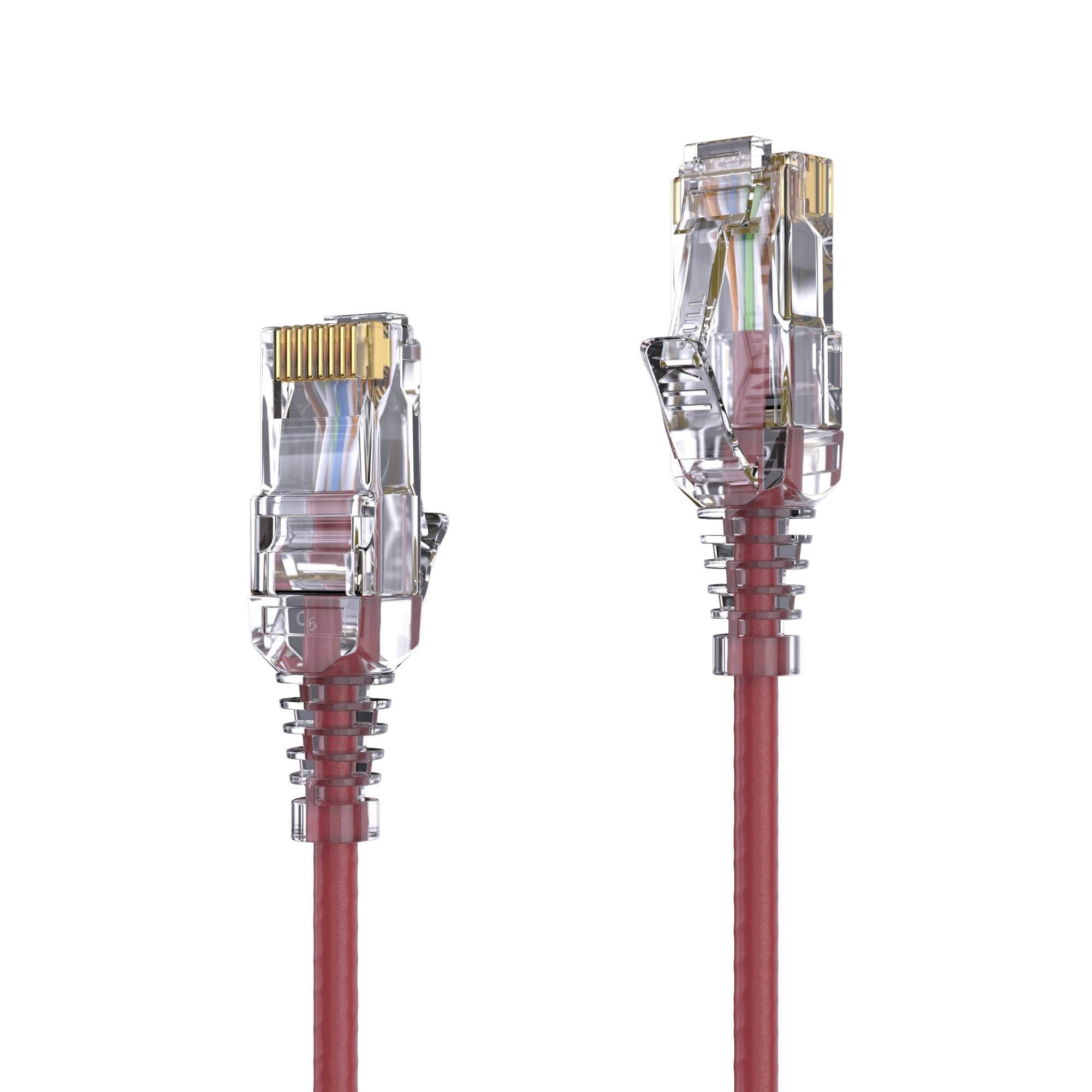 Premium Slim Cat.6 Patchkabel, RJ45, UTP, LSZH - 0.25m, rot-1