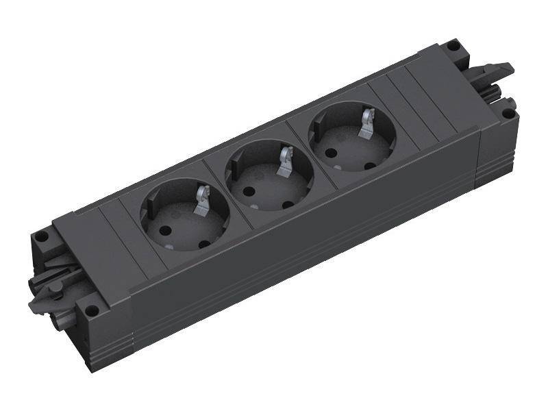 Bachmann 336.600 3fach Steckdosen-Modul ohne Schalter Schwarz-2