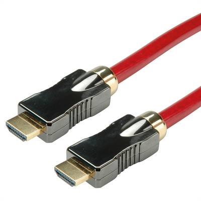 Roline HDMI Anschlusskabel HDMI-A Stecker, HDMI-A Stecker 1.00 m Rot 11.04.5901 doppelt geschirmt, Ultra HD (8K) HDMI-Ka