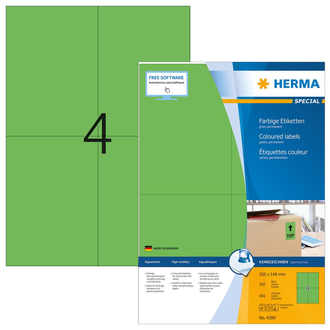 HERMA Special - Papier - matt - permanent selbstklebend - grün - A6 (105 x 148 mm)-2