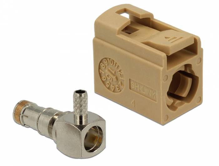 DeLOCK 89724, FAKRA L, Männlich, 90°, Gold, Beige, Edelstahl, Messing, Kupfer, Nickel, Kunststoff-2