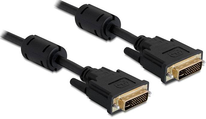 Delock DVI Anschlusskabel DVI-I 24+5pol. Stecker, DVI-I 24+5pol. Stecker 2.00 m Schwarz 83111 mit Ferritkern DVI-Kabel-1