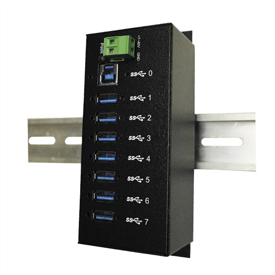 EXSYS EX-1187HMVS 7 Port USB 3.2 Gen1 Metall HUB Din-Rail-0
