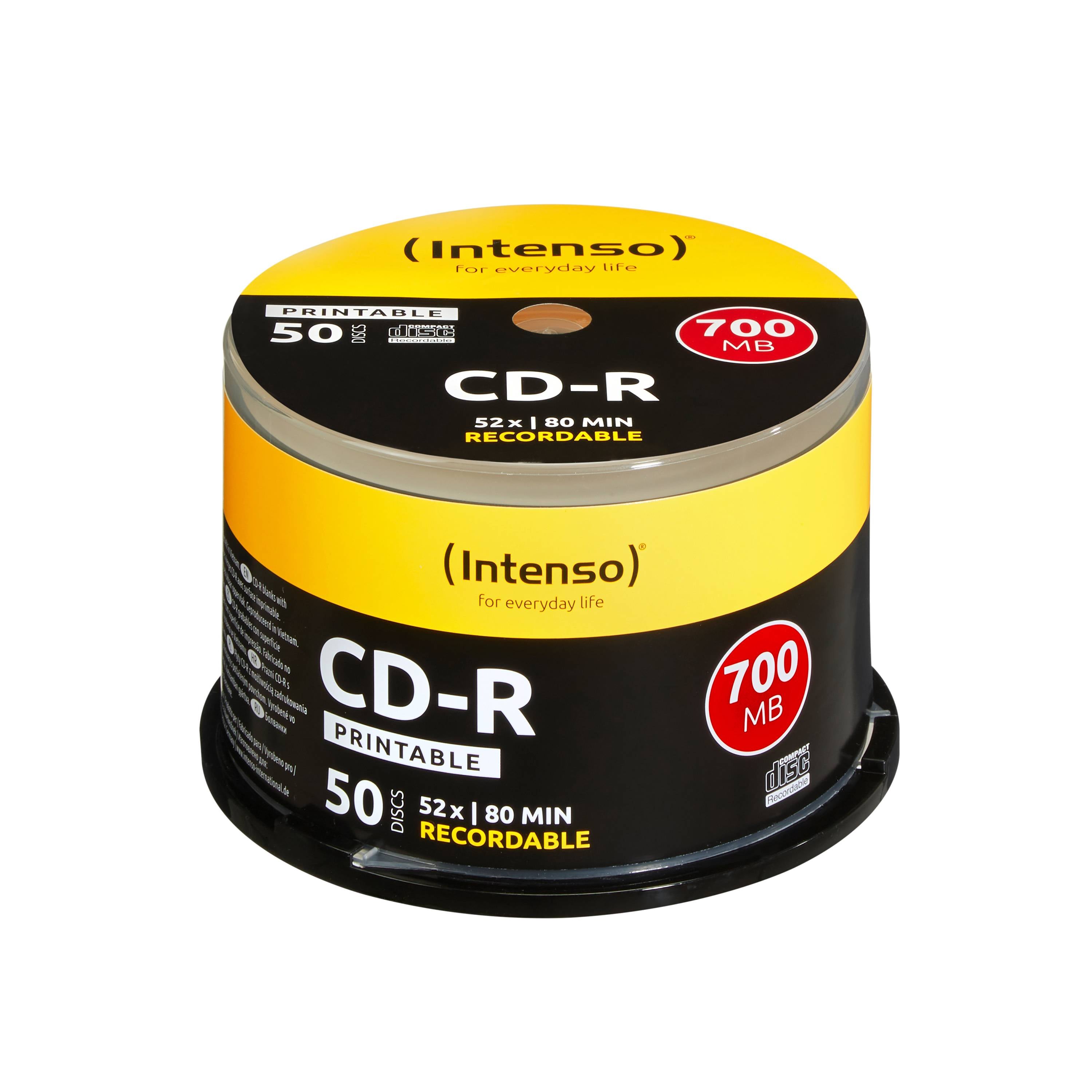 Intenso - 50 x CD-R - 700 MB (80 Min) 52x - mit Tintenstrahldrucker bedruckbare Oberfläche-1