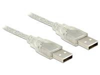 Delock USB-Kabel USB 2.0 USB-A Stecker, USB-A Stecker 1.00 m Transparent mit Ferritkern 83887-2