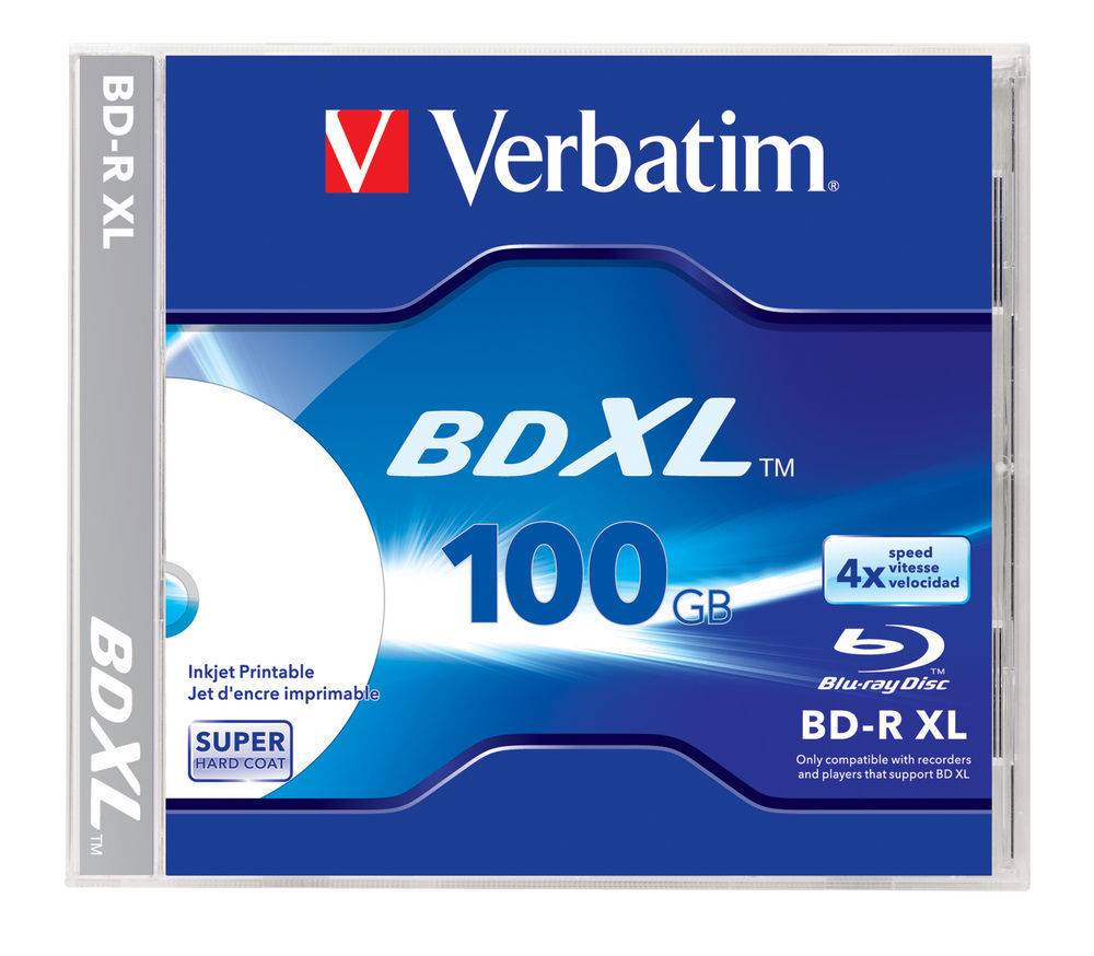 Verbatim - BD-R XL - 100 GB 4x - mit Tintenstrahldrucker bedruckbare Oberfläche - Jewel Case (Schachtel)-1