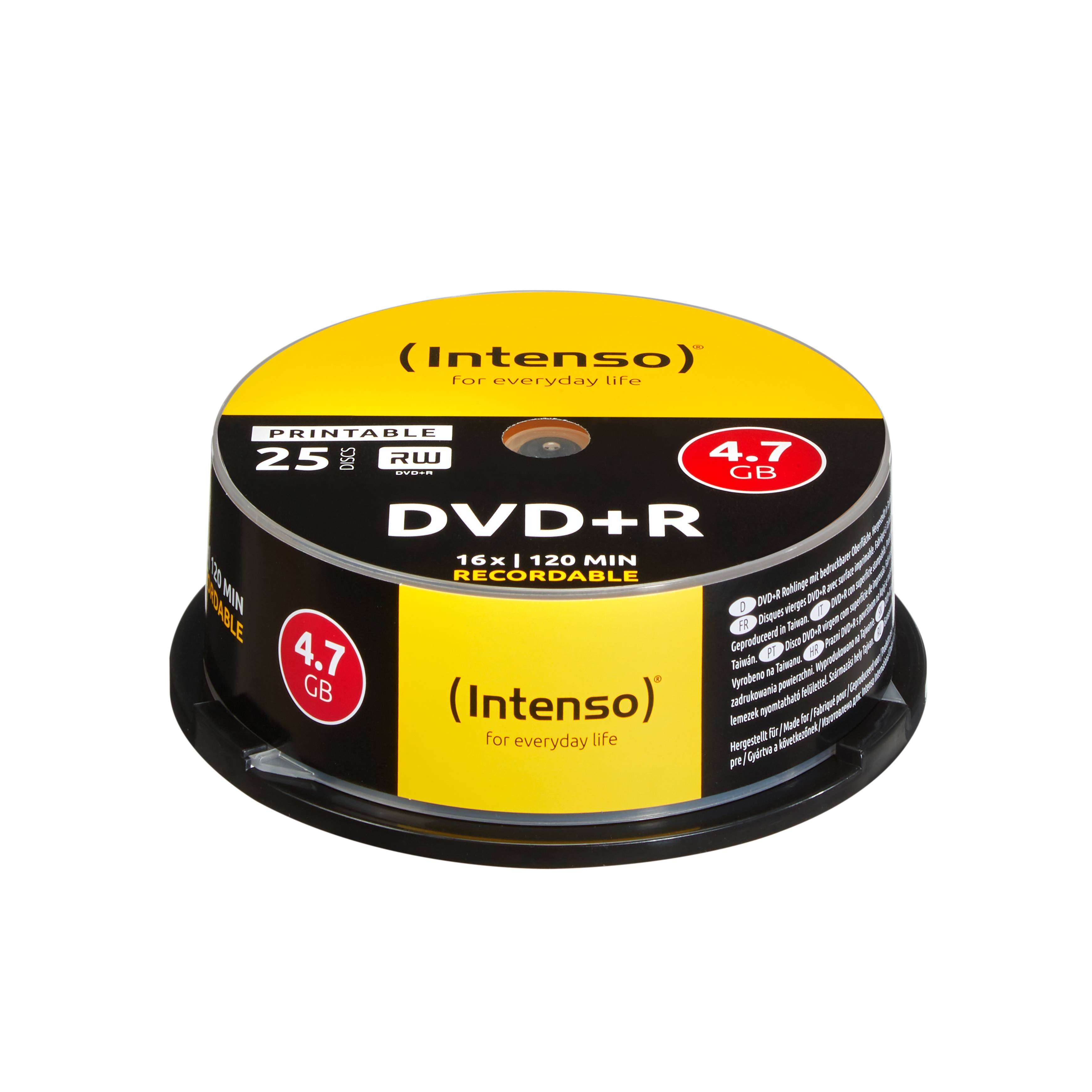 Intenso 25 x DVD+R - 4.7 GB 16x - mit Tintenstrahldrucker bedruckbare Oberfläche-1