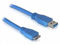 Delock USB-Kabel USB 3.2 Gen1 USB-A Stecker, USB-Micro-B 3.0 Stecker 2.00 m Blau vergoldete Steckkontakte 82532-2