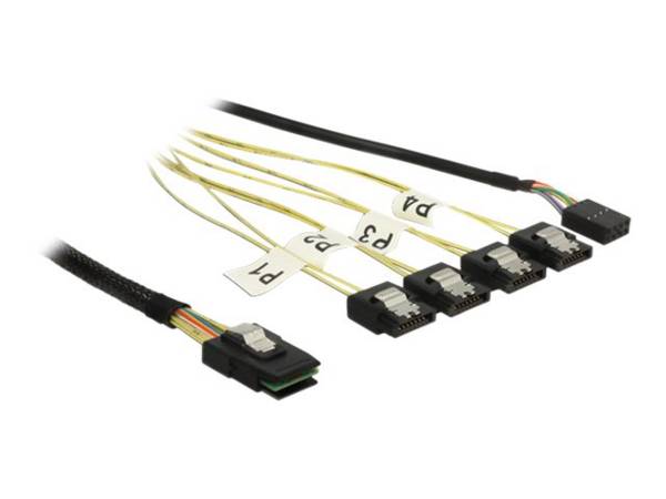DeLOCK - SATA- / SAS-Kabel - Mini SAS (SFF-8087) bis SATA, interne Stromversorgung, 8-polig