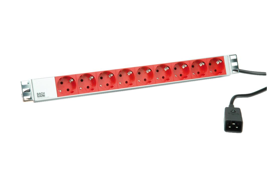 BACHMANN 19" Steckdosenleiste 9x Schutzkontakt C20-Stecker, silberfarben-0