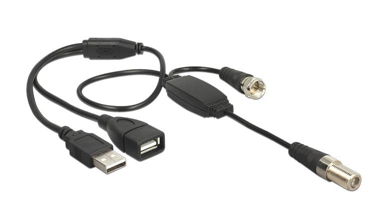 Delock Antennenkabel F-Stecker M bis USB nur Strom 35 cm Koax Schwarz-2