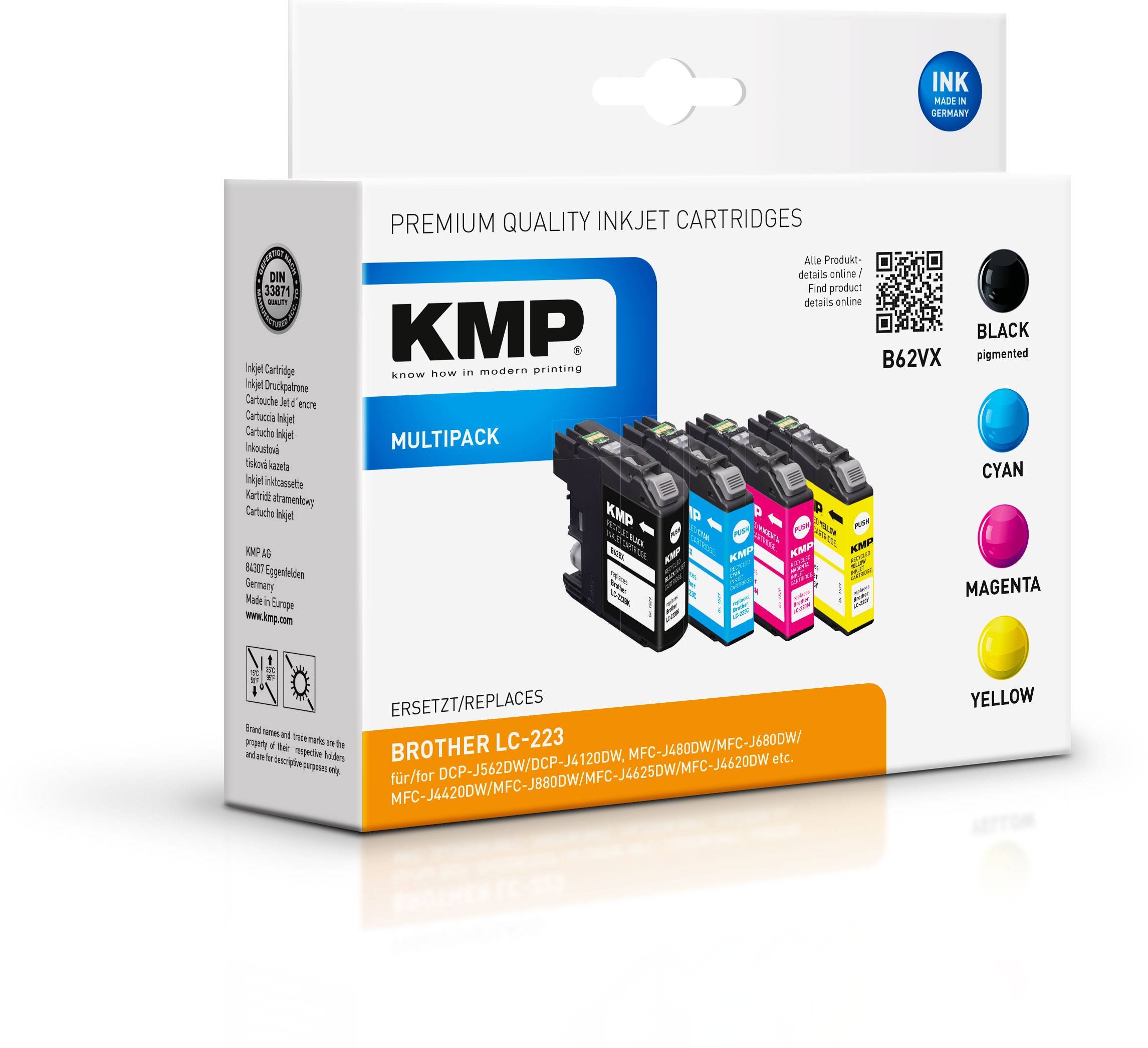 KMP B62VX - 4er-Pack - Schwarz, Gelb, Cyan, Magenta - kompatibel - Tintenpatrone (Alternative zu: Brother LC-223BK, Brot-1