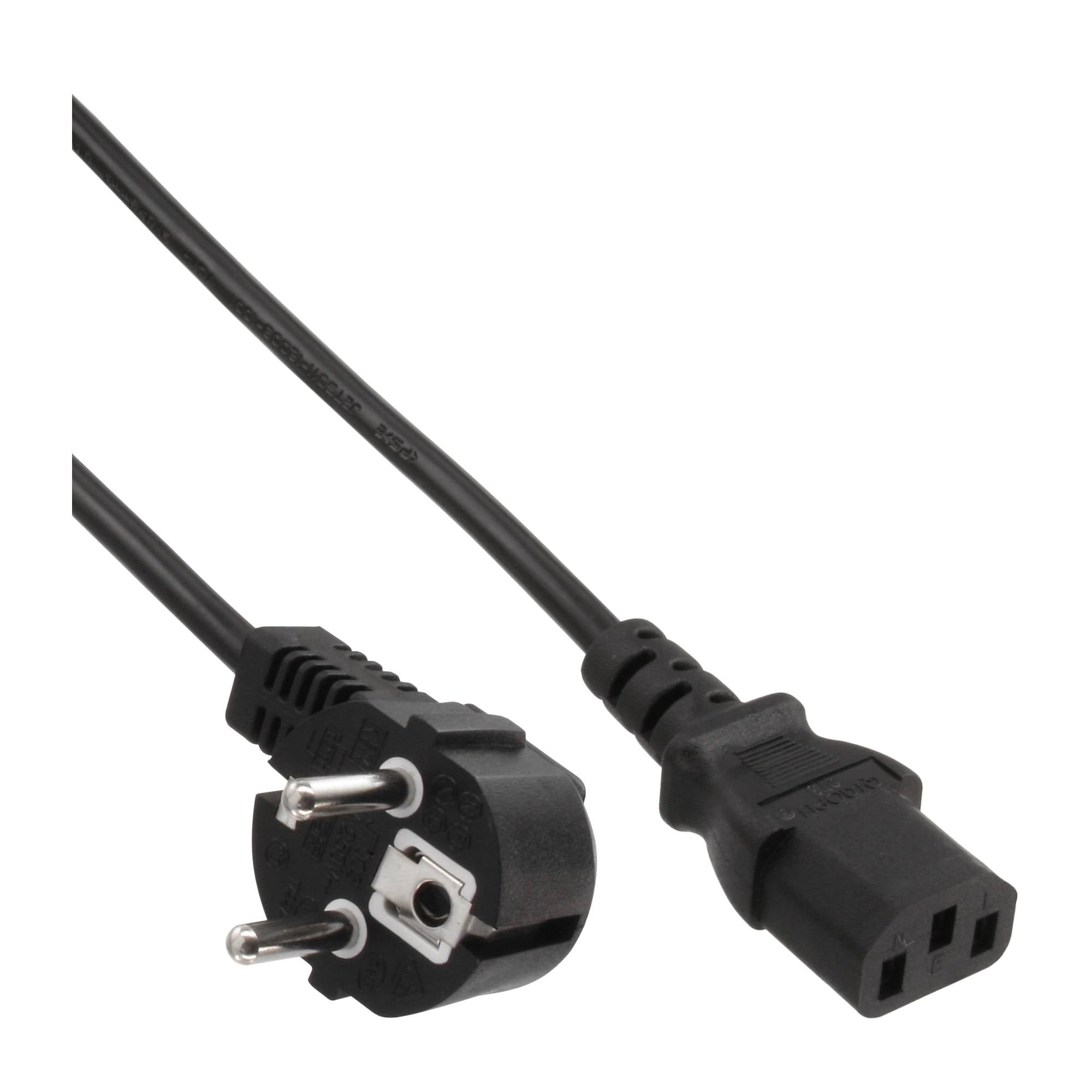 InLine® Netzkabel, Schutzkontakt gewinkelt auf Kaltgerätestecker C13, 1,5m-0