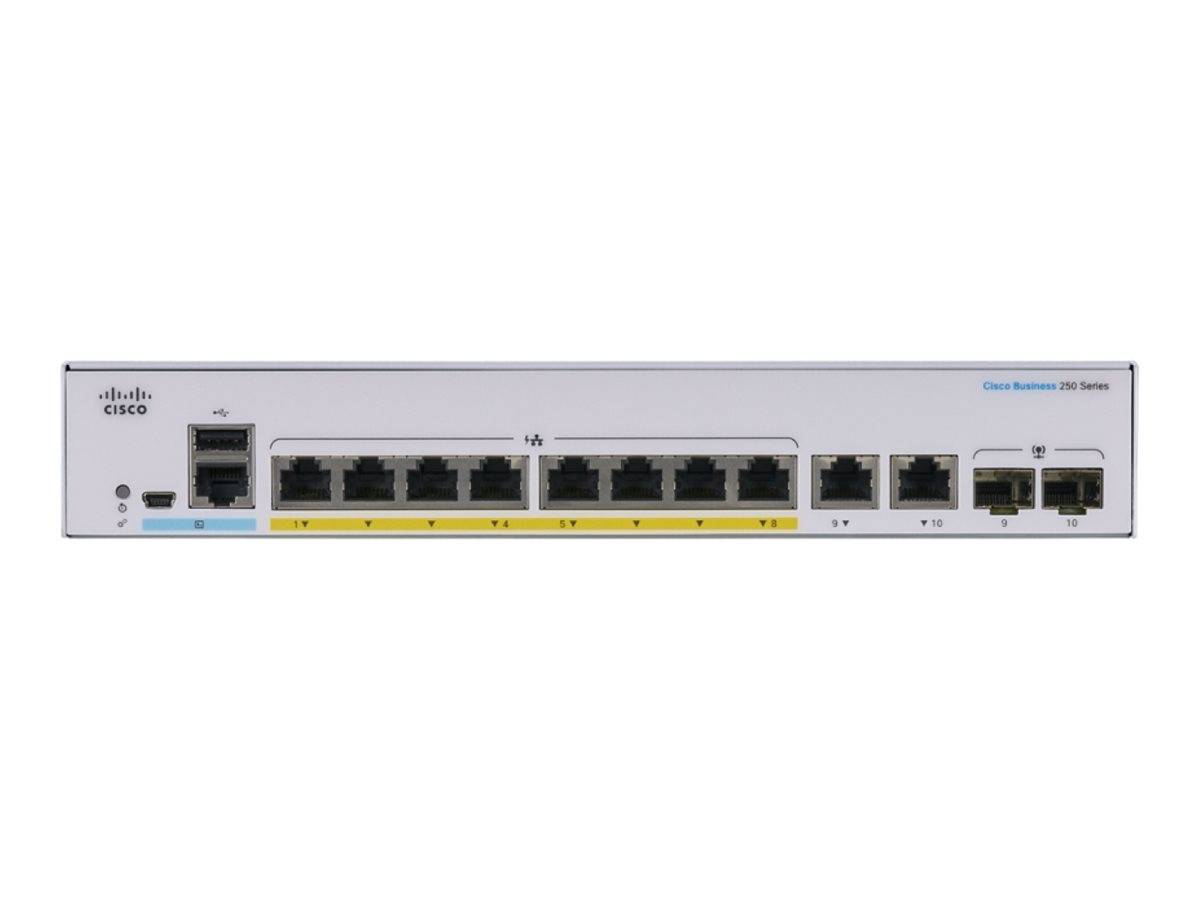 Cisco Business 250 Series CBS250-8FP-E-2G - Switch - L3 - Smart - 8 x 10/100/1000 (PoE+)-1