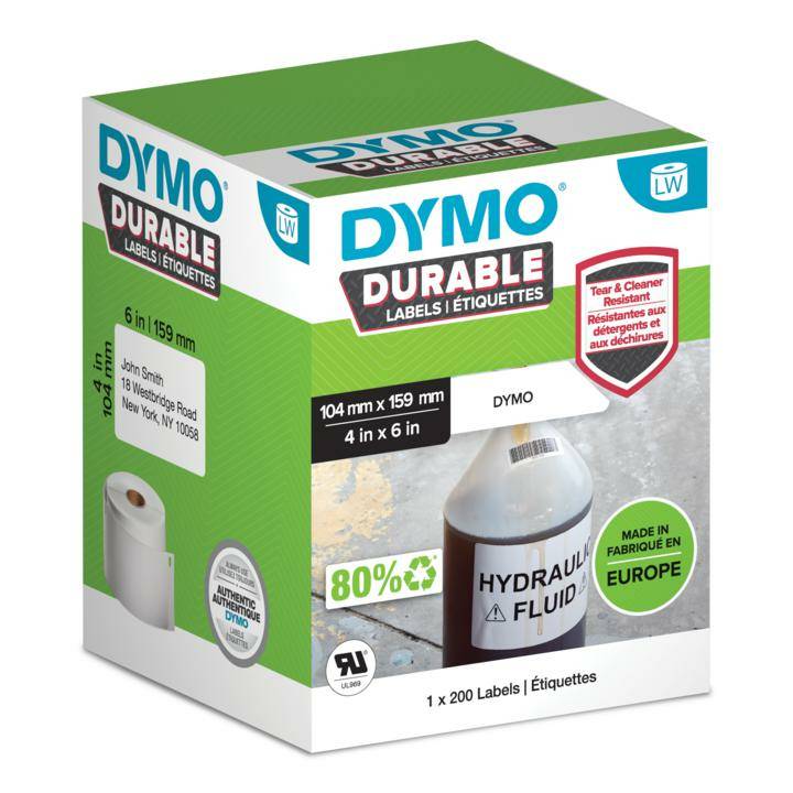 DYMO - Polypropylen (PP) - permanenter Klebstoff - beschichtet - 104 x 159 mm 200 Etikett(en) (1 Rolle(n)-1
