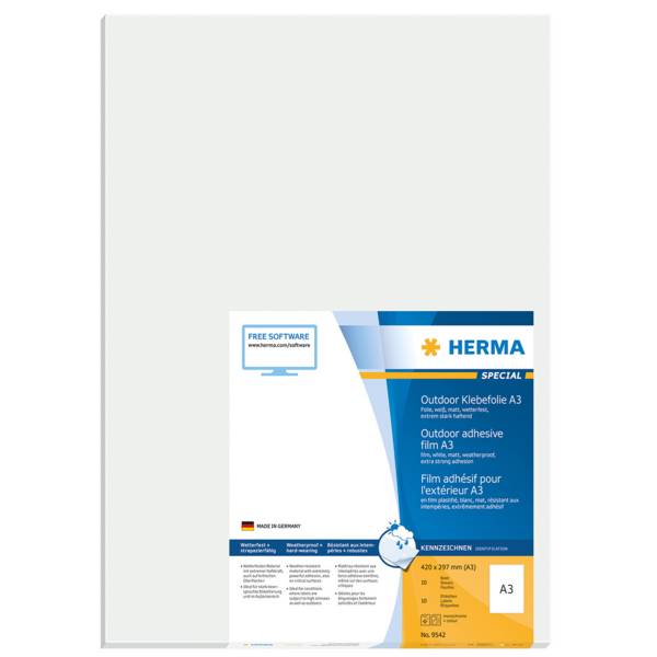 HERMA 9542, Weiß, Rechteck, A3, Universal, Polyethylen, Matte