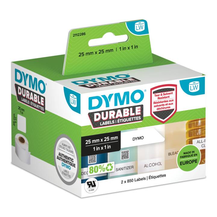 DYMO LabelWriter - Polypropylen (PP) - permanenter Klebstoff - beschichtet - 25 x 25 mm 1700 Etikett(en) (2 Rolle(n)-1