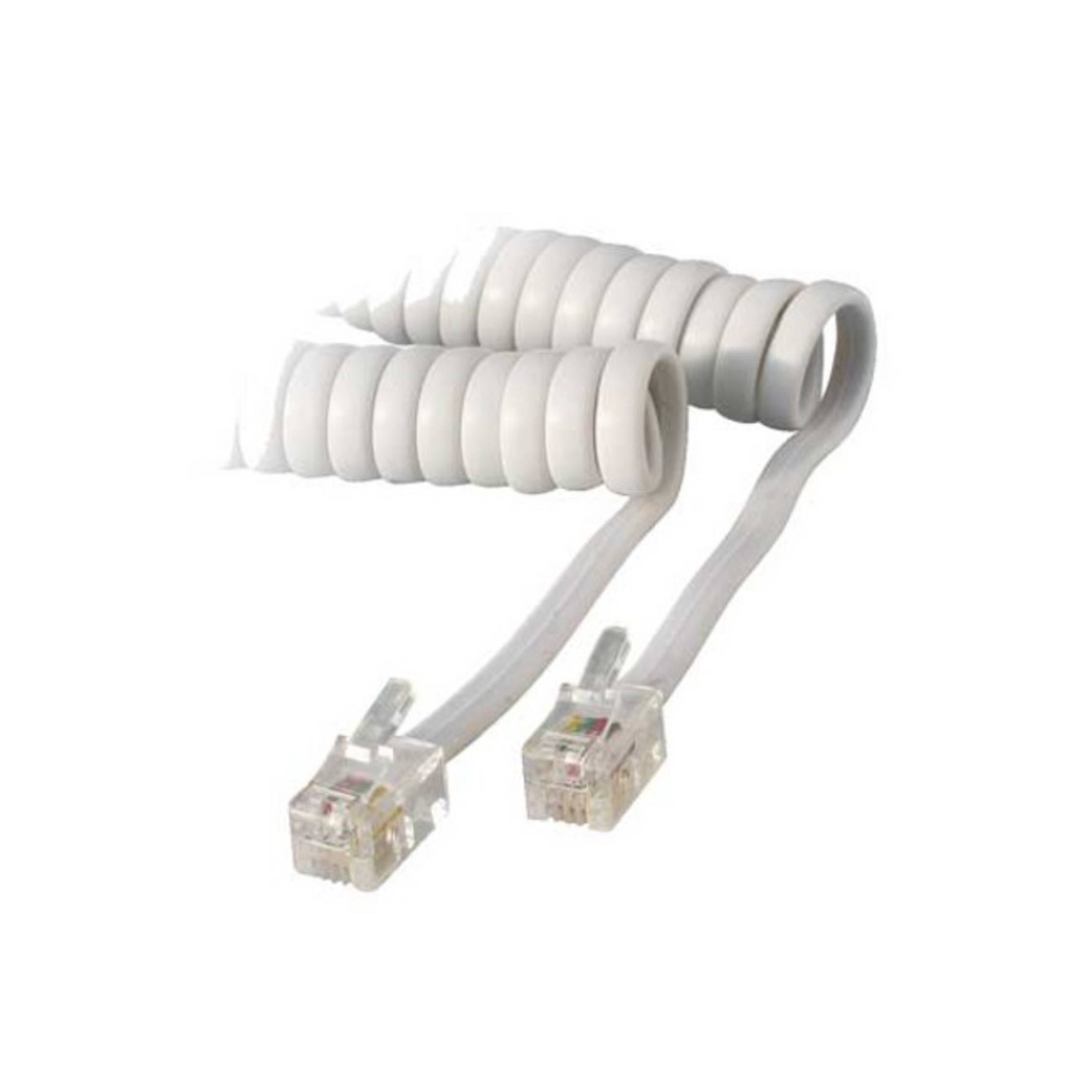 Telefonhörer-Spiralkabel--2x 4P4C weiß 4m-1