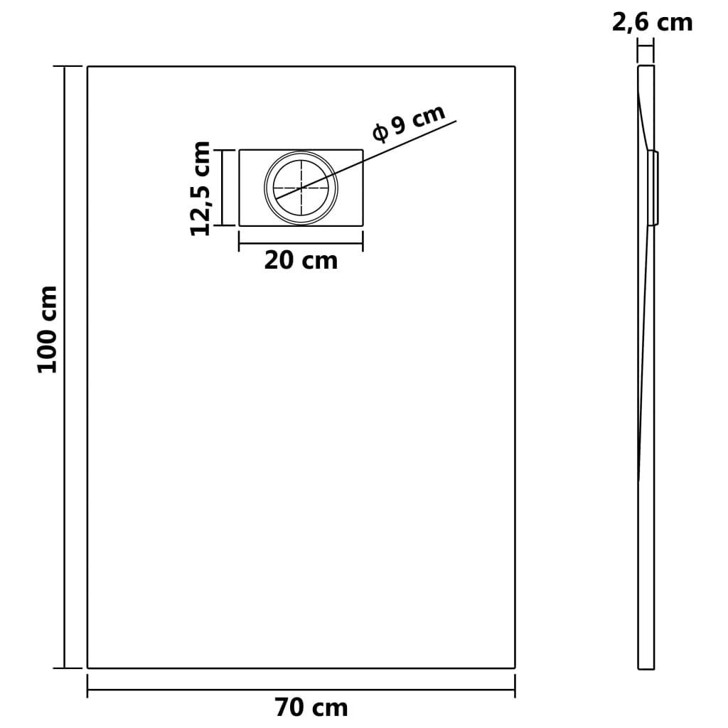 vidaXL Duschwanne SMC Braun 100x70 cm-3