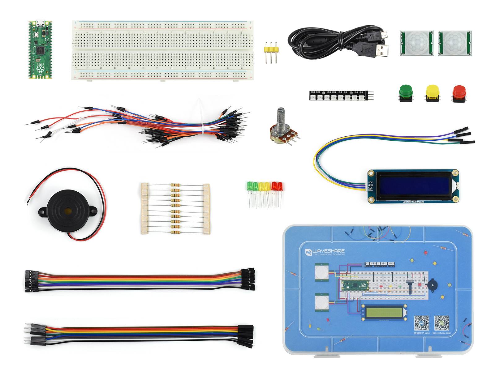 WaveShare Raspberry Pi Pico Basic Kit, MicroPython Programming Learning Kit-0