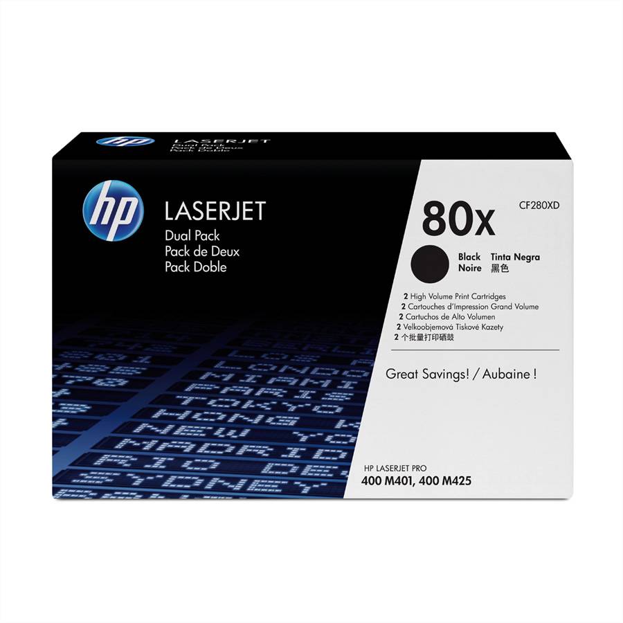 HP 80X - 2er-Pack - Hohe Ergiebigkeit - Schwarz - original - LaserJet - Tonerpatrone (CF280XD)-0
