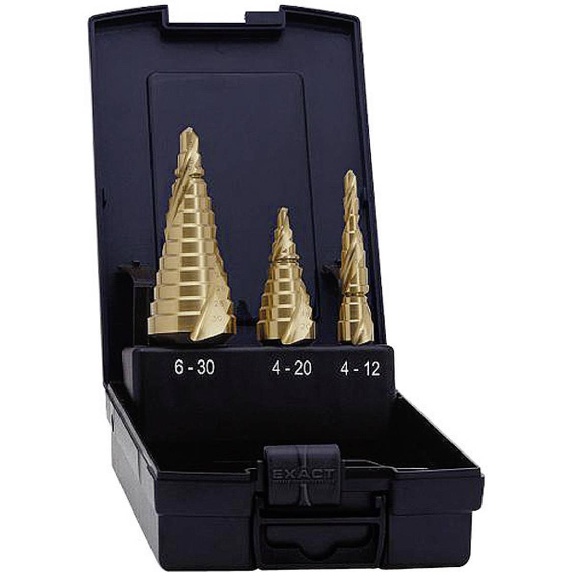 Exact 07014 HSS Stufenbohrer-Set 3teilig 4 - 12 mm, 4 - 20 mm, 6 - 30 ...